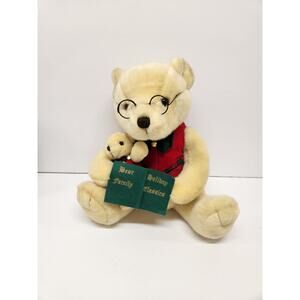 Vtg 1997 Grandpa Teddy Bear Reading Holiday Classics Plush Kids Preferred  15" T